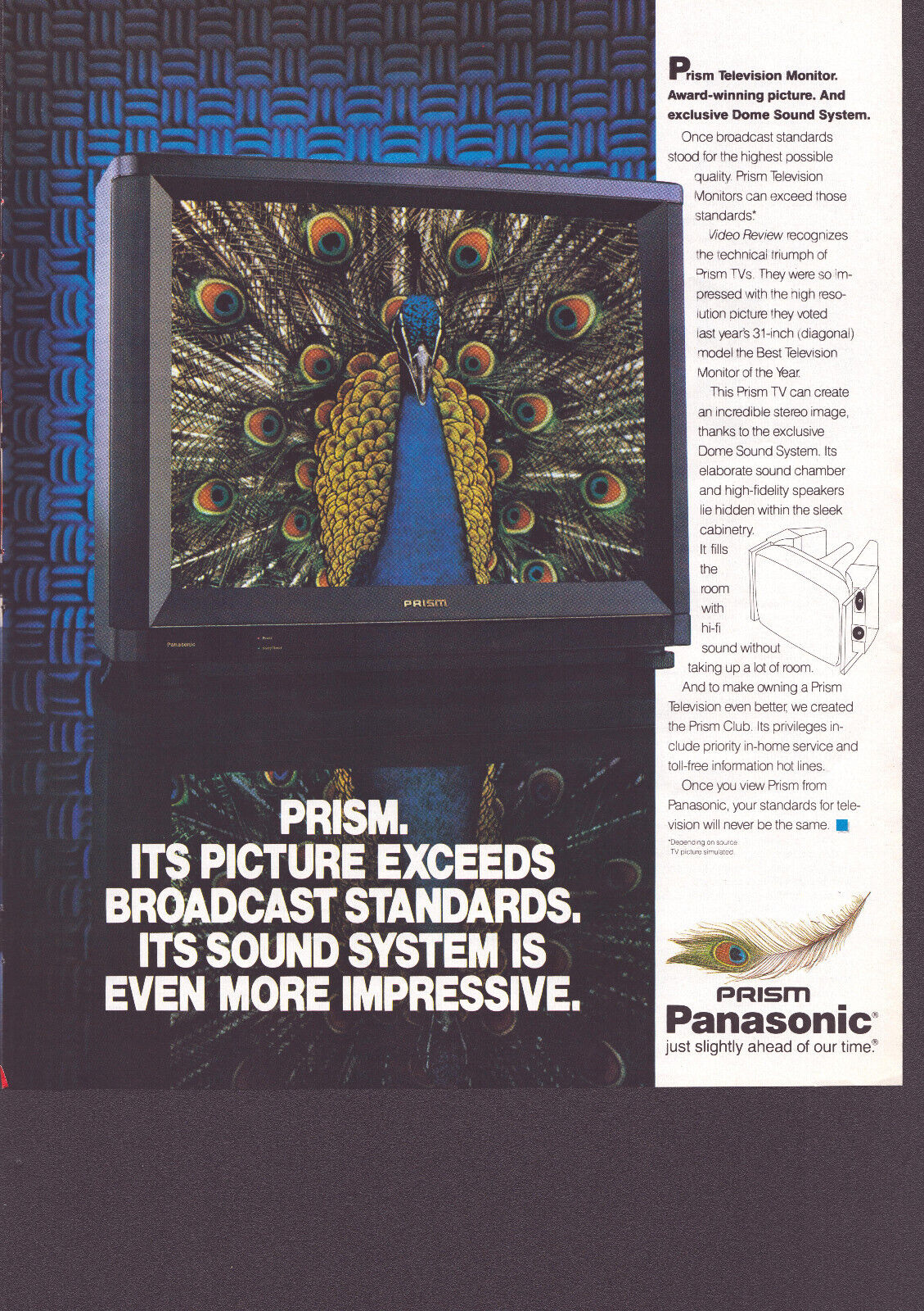 Print Ad 1989 Panasonic Prism Vintage LIFE Magazine READ