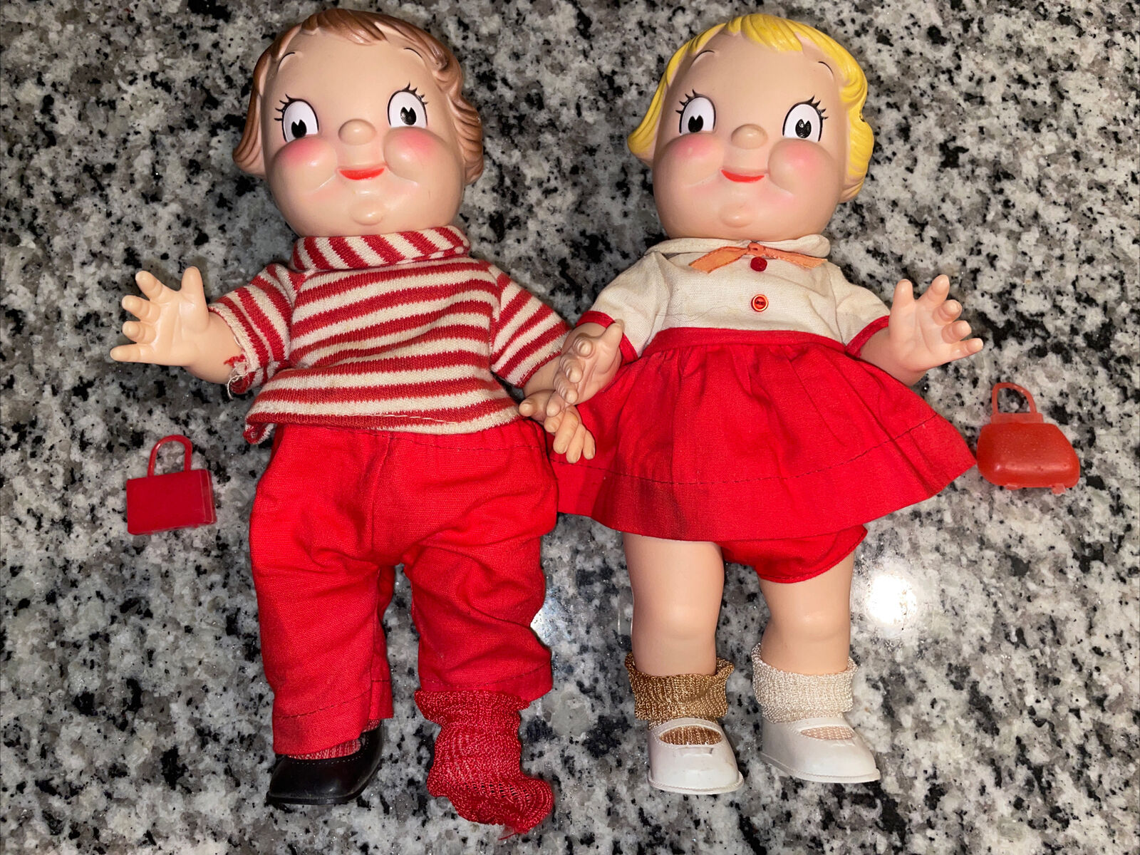 1970's VINTAGE RARE CAMPBELL'S SOUP KIDS 10-INCH DOLLS W/ Lunch Box (VG-Mint)