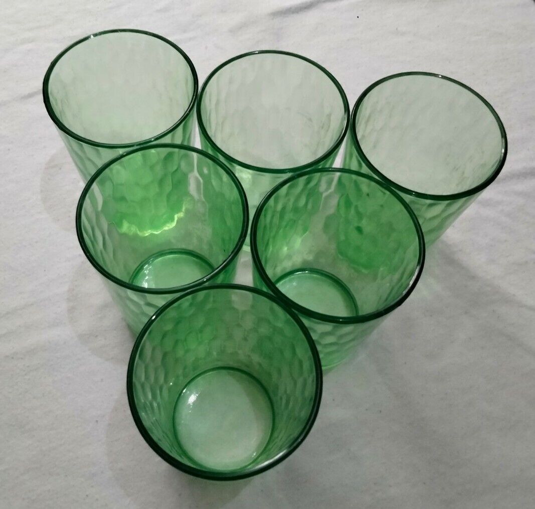 Vintage Uranium Depression Glass Green Juice Cups \