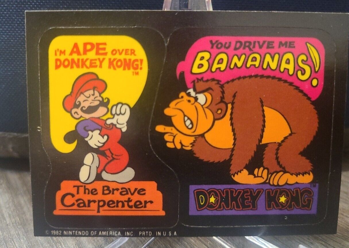 1982 Topps Donkey Kong I'm Ape Over Donkey Kong You Drive Me Bananas Sticker