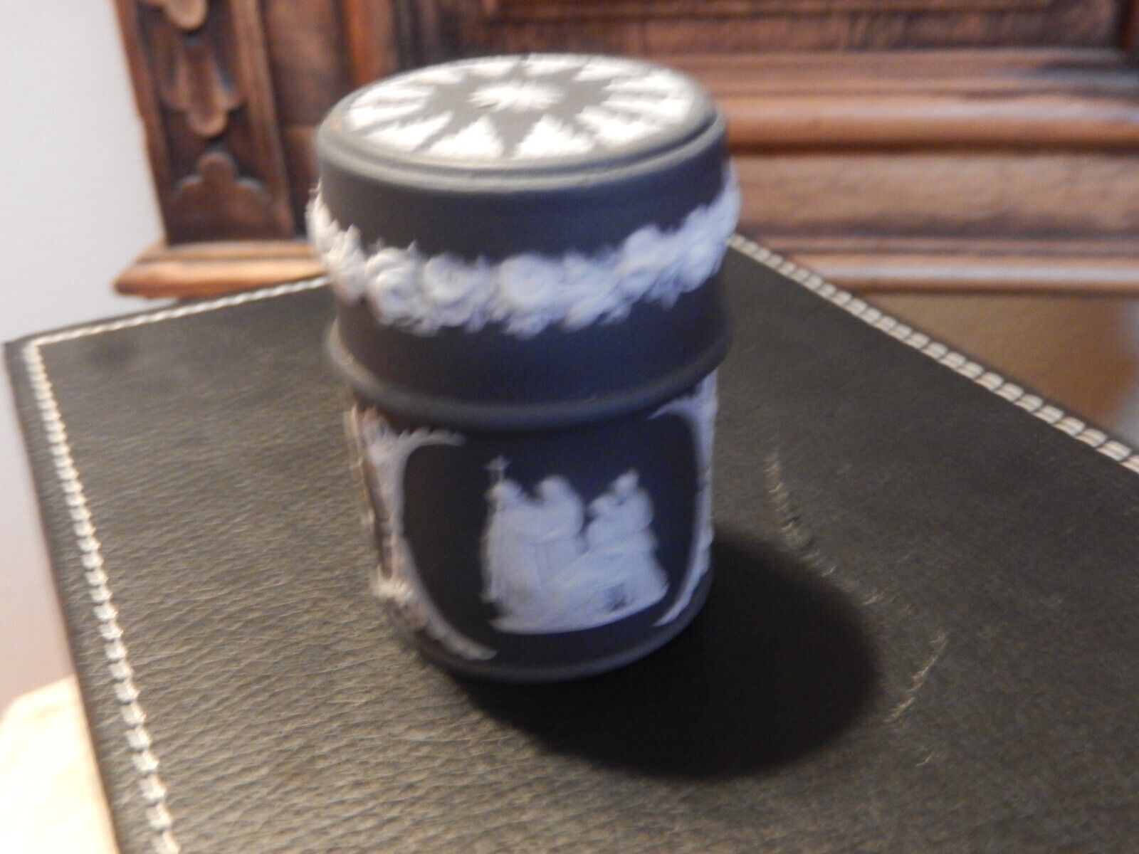 Wedgwood (only) Matchbox Cylinder - Antique - Black Jasperware
