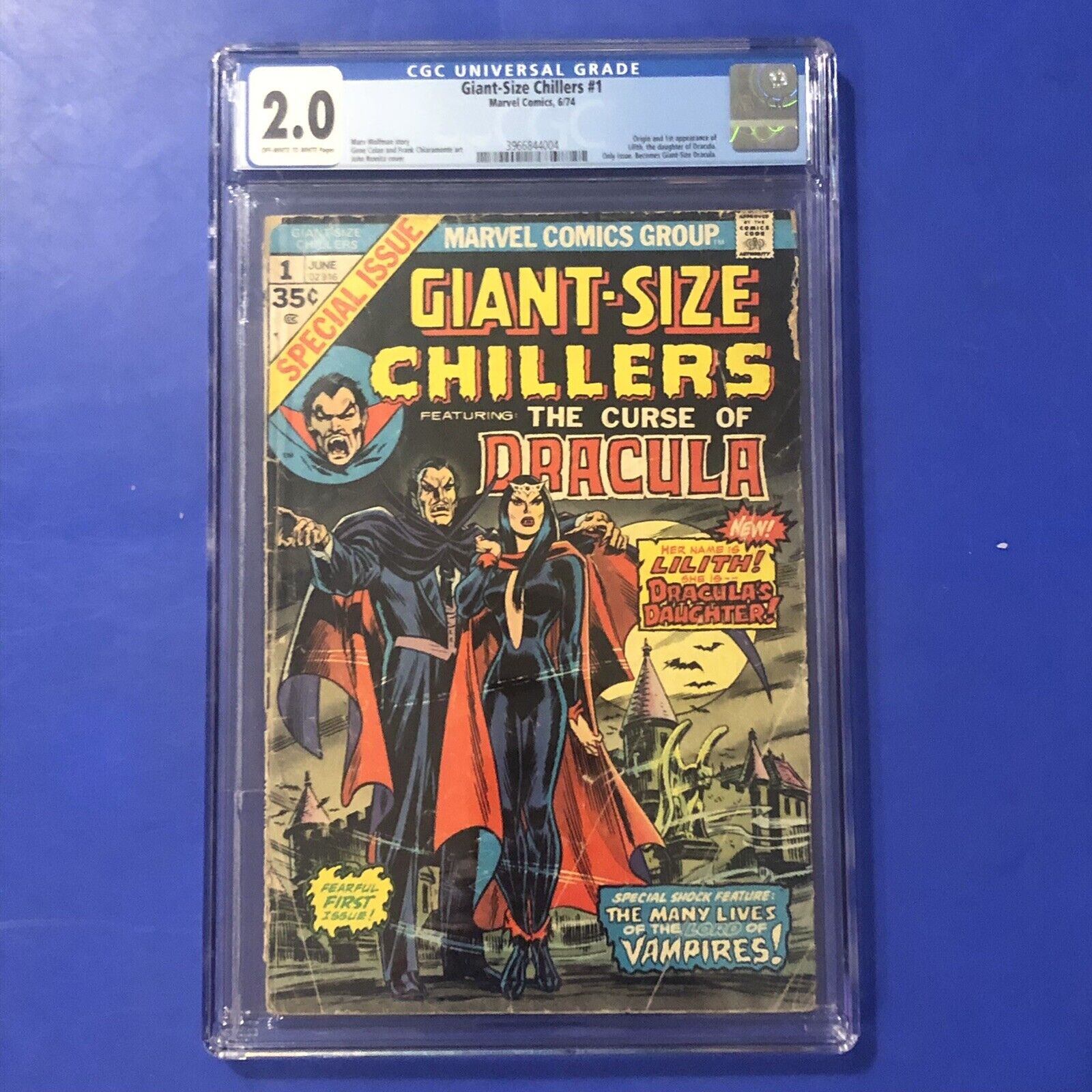 Giant-Size Chillers #1 CGC 2.0 1st APPEARANCE LILITH Marvel Dracula Comic 1974