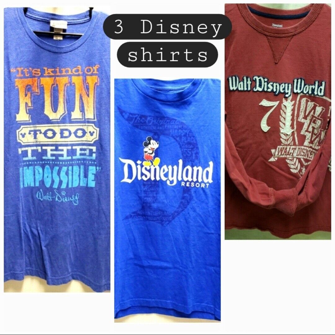 3 Disneyland Disney World t-shirt lot bundle deal ~ unisex medium large