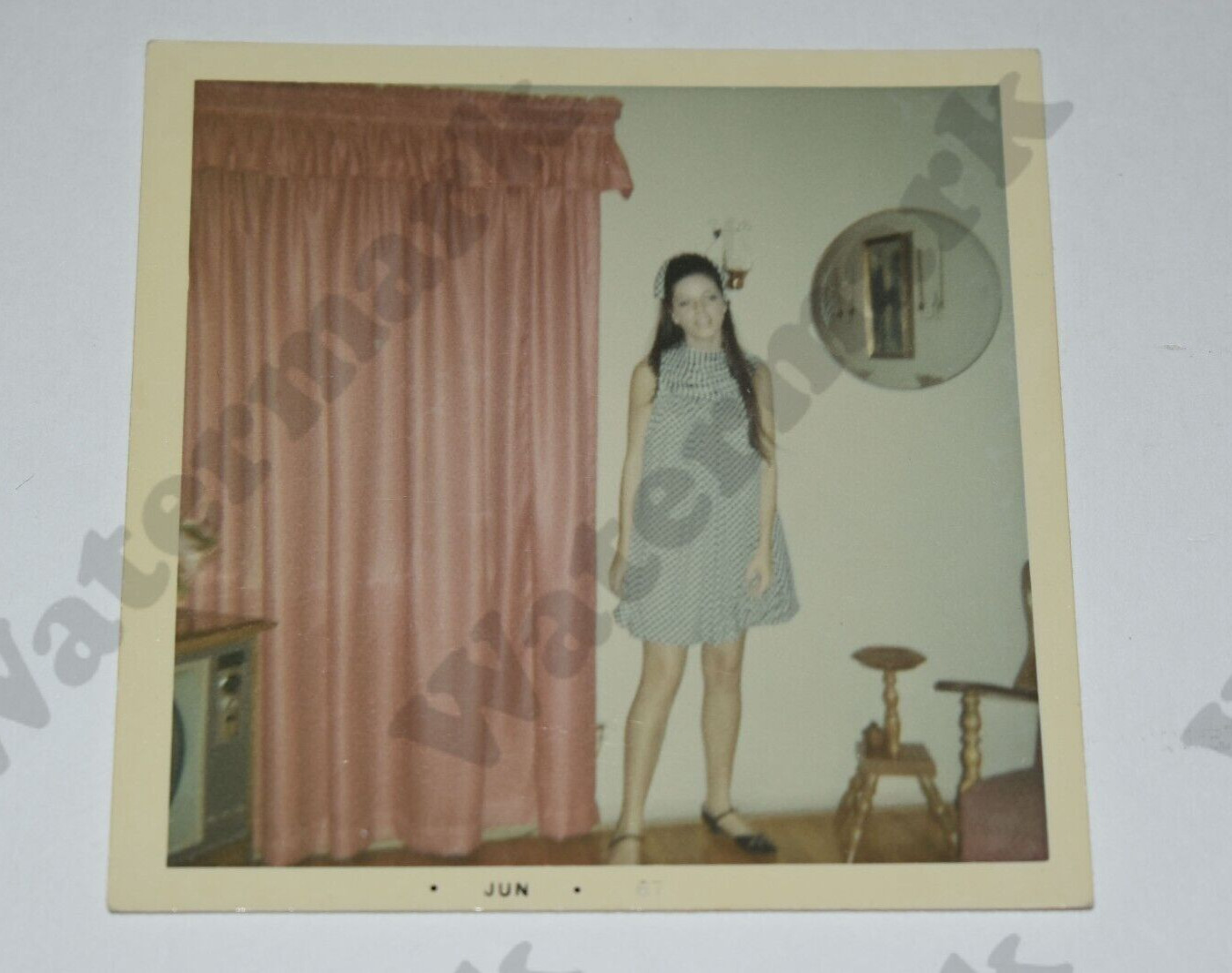 1967 candid of pretty woman in cute dress Vintage Photograph 3.5\