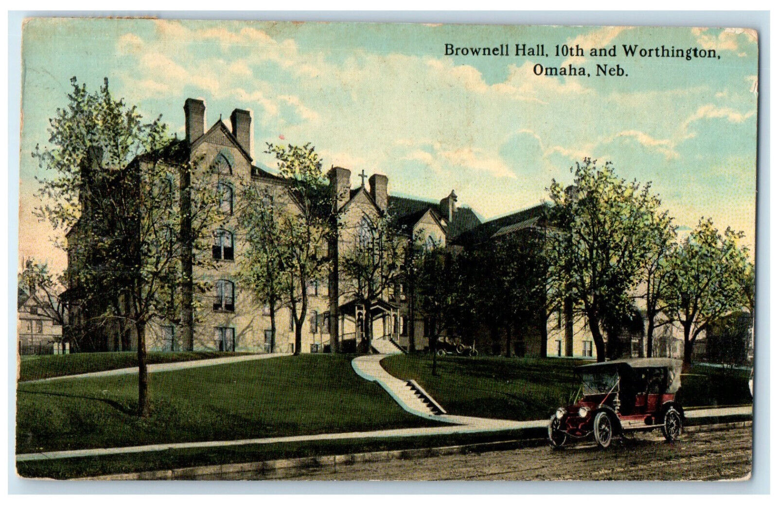 1915 Brownell Hall 10th and Worthington Omaha Nebraska NE Posted Postcard