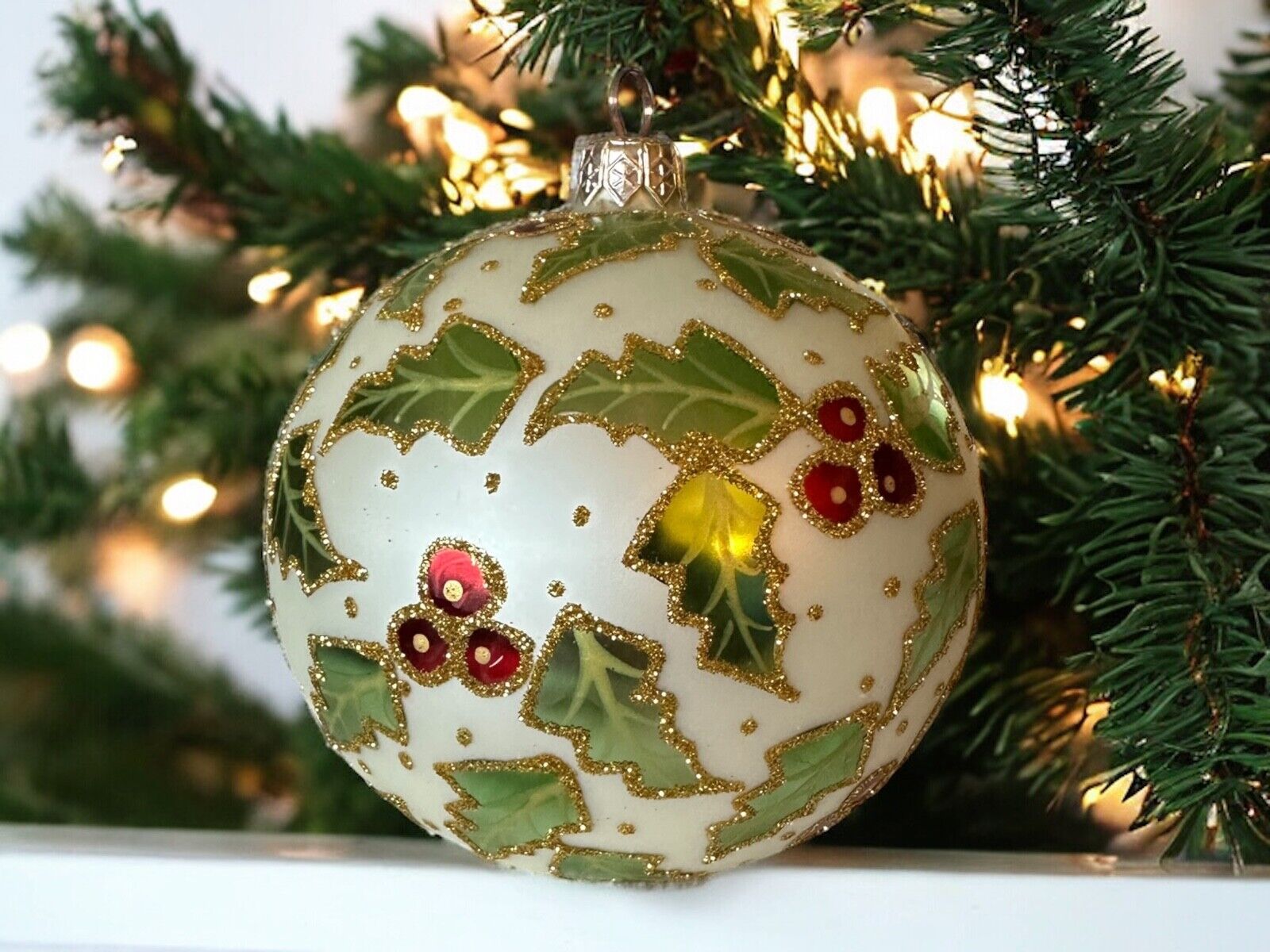 Christopher Radko Holly and Red Berry Retired Ornament Hand Blown & Painted