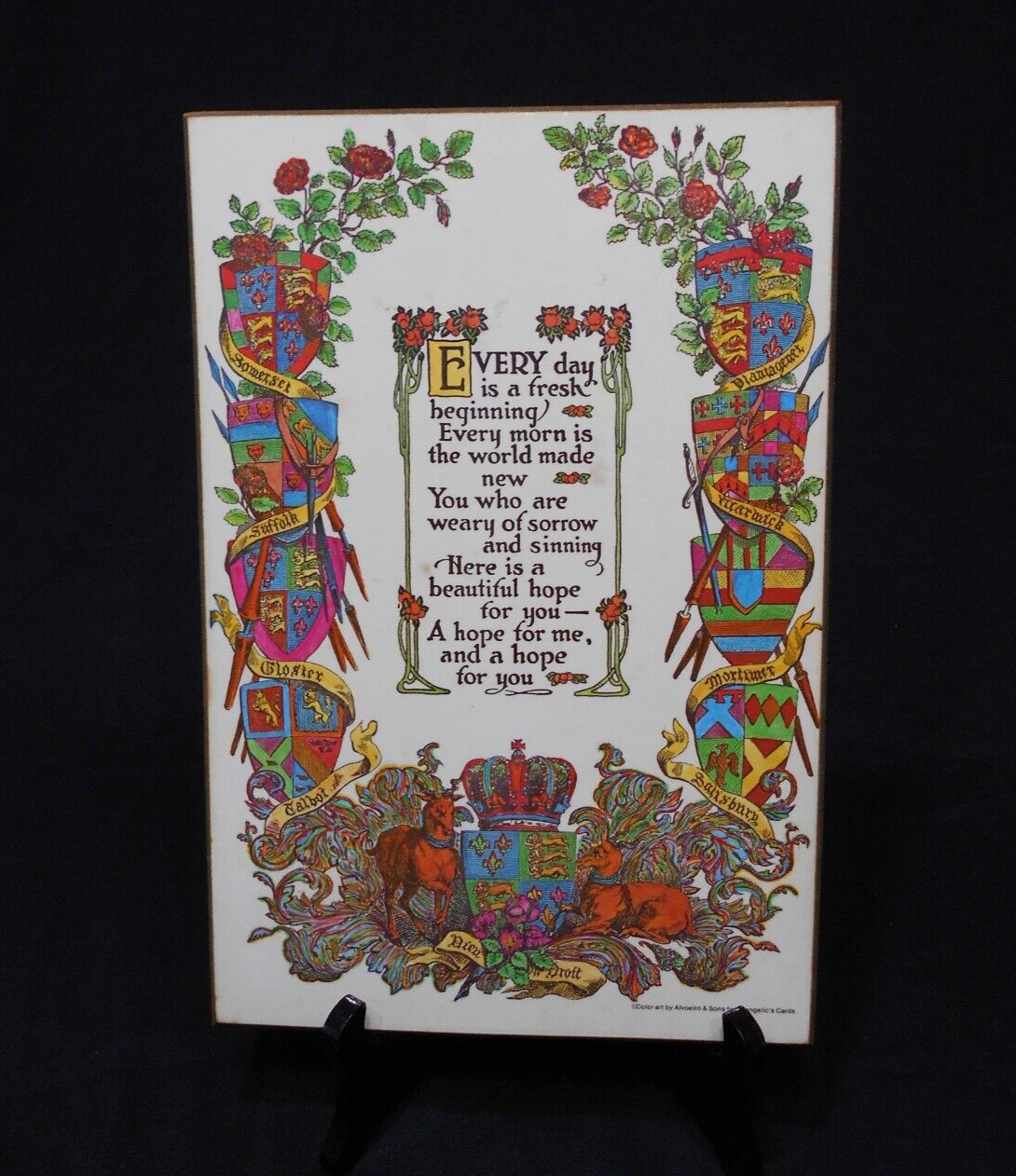 every  day is a fresh beginning  vintage wall plaque on board Evangelic cards