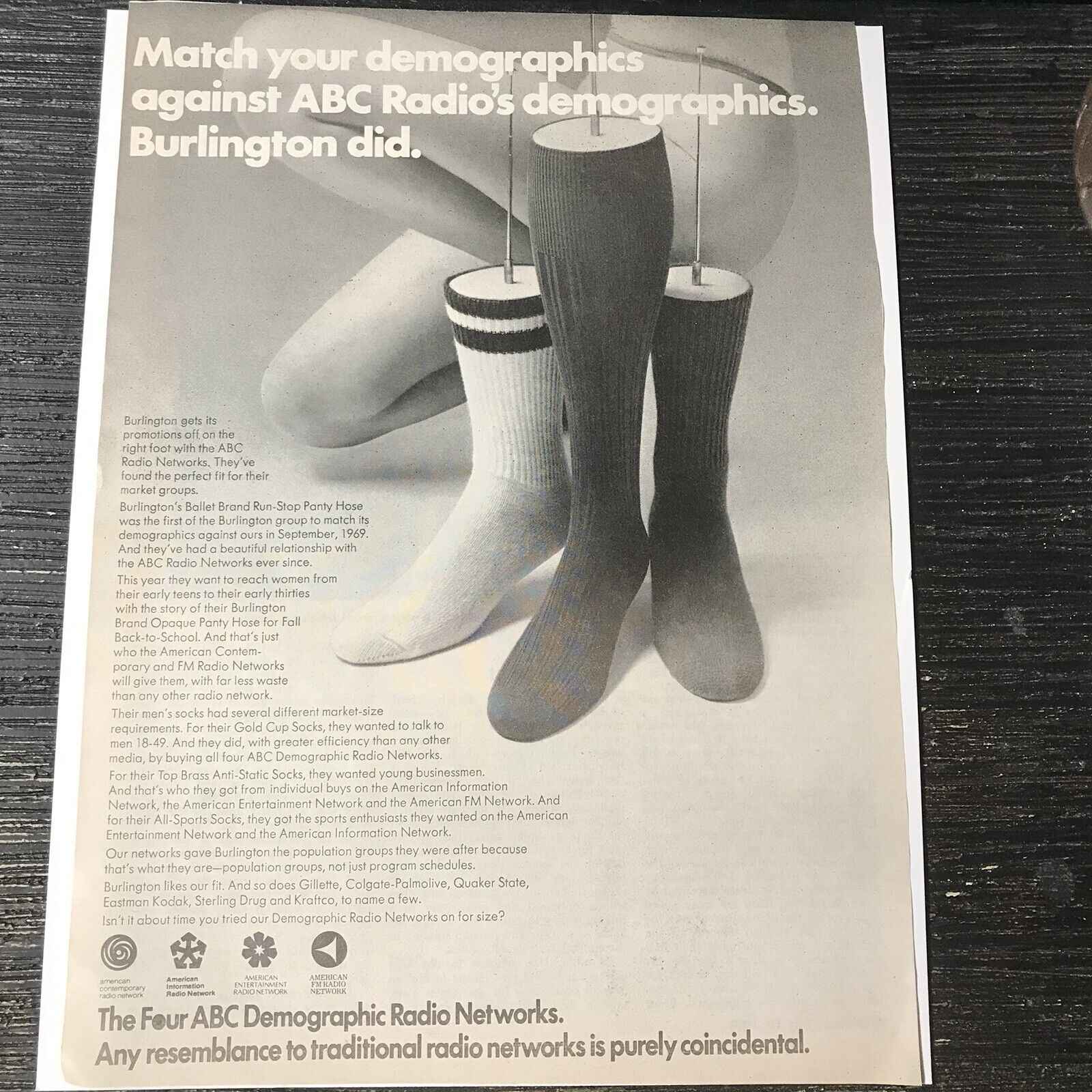 1971 ABC Radio demographics Advertising art vintage print ad A12
