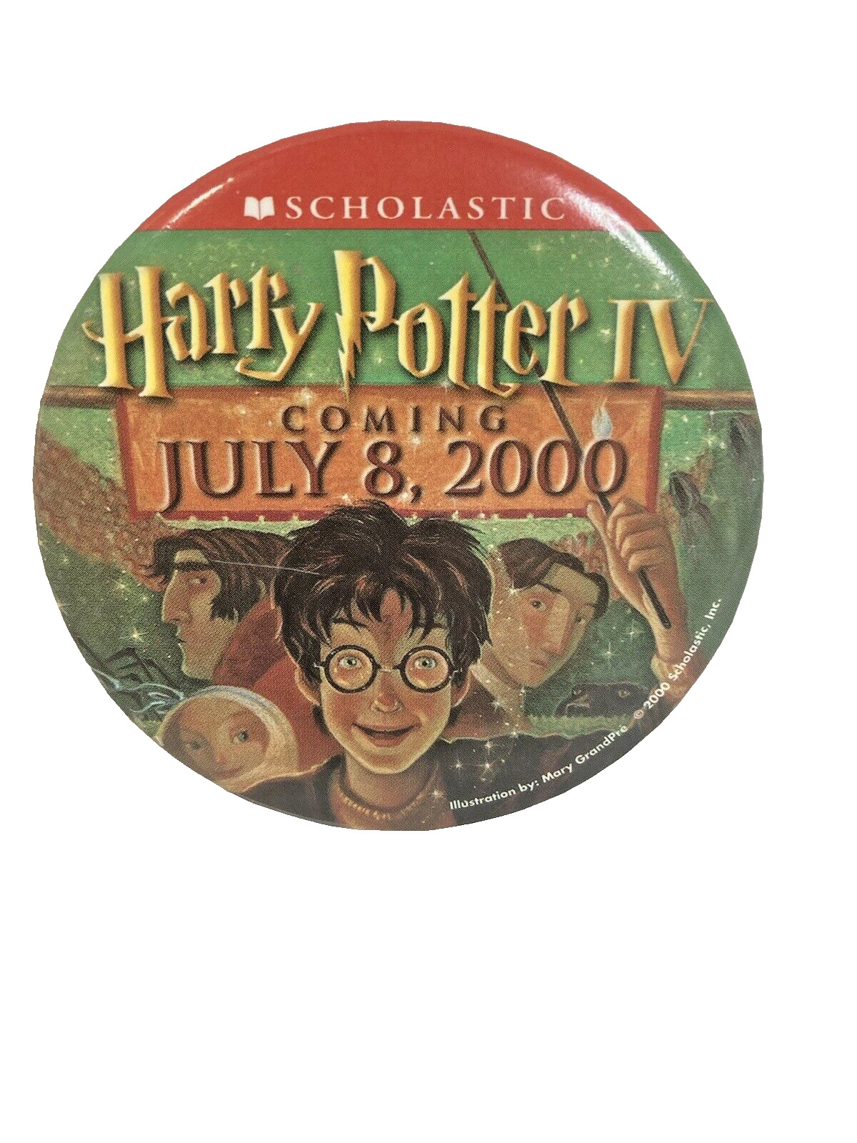 Vtg Scholastic July 2000 DVD Movie Harry Potter IV Round Promo. Lapel Pin Button