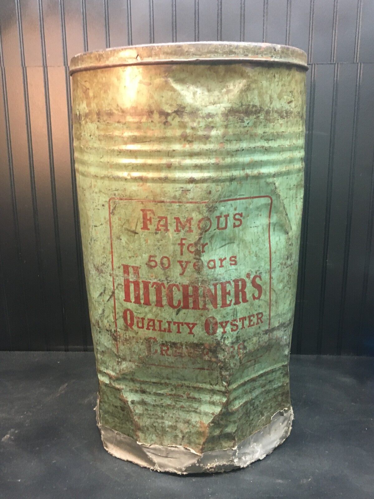 Oyster Crackers Hitchners Biscuit Co. Country Store Large Metal Can Tin Seafood