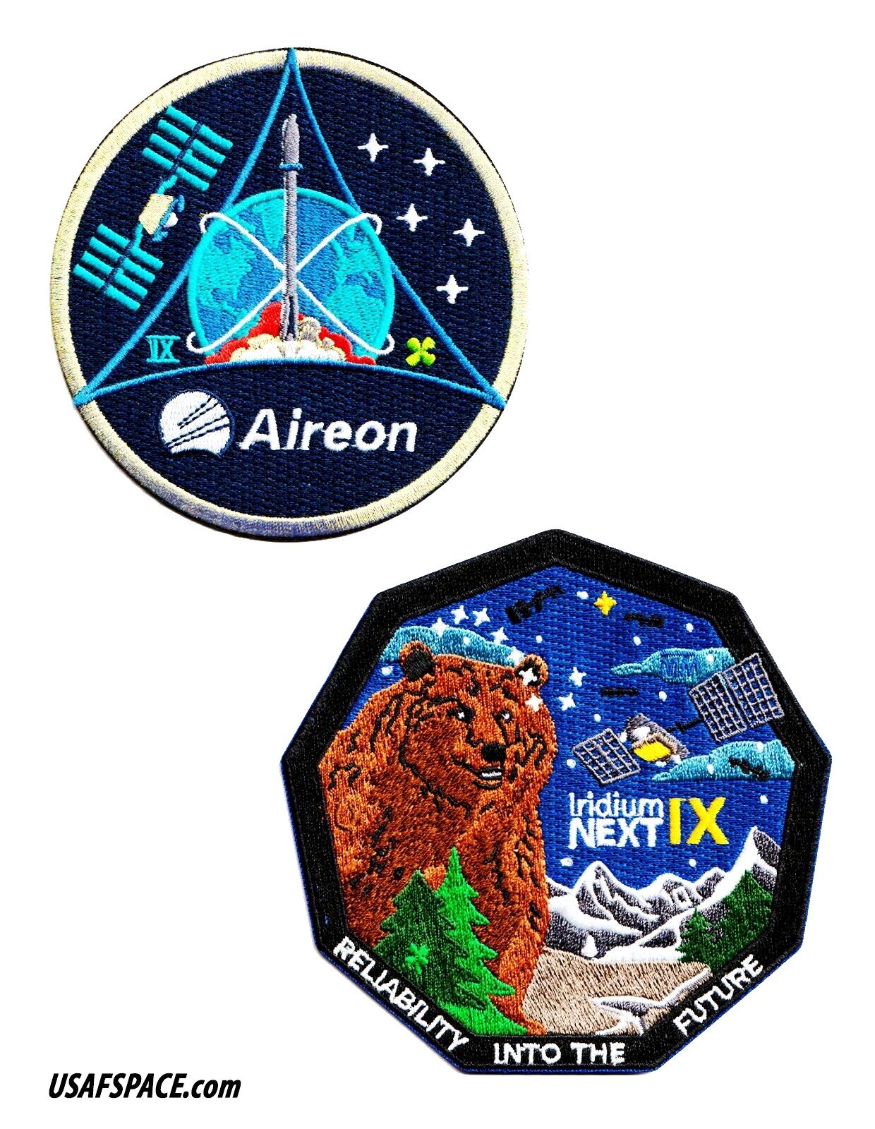 Authentic Aireon Flight 9-Iridium NEXT-9-SPACEX Falcon-9 Launch-USSF-PATCH SET