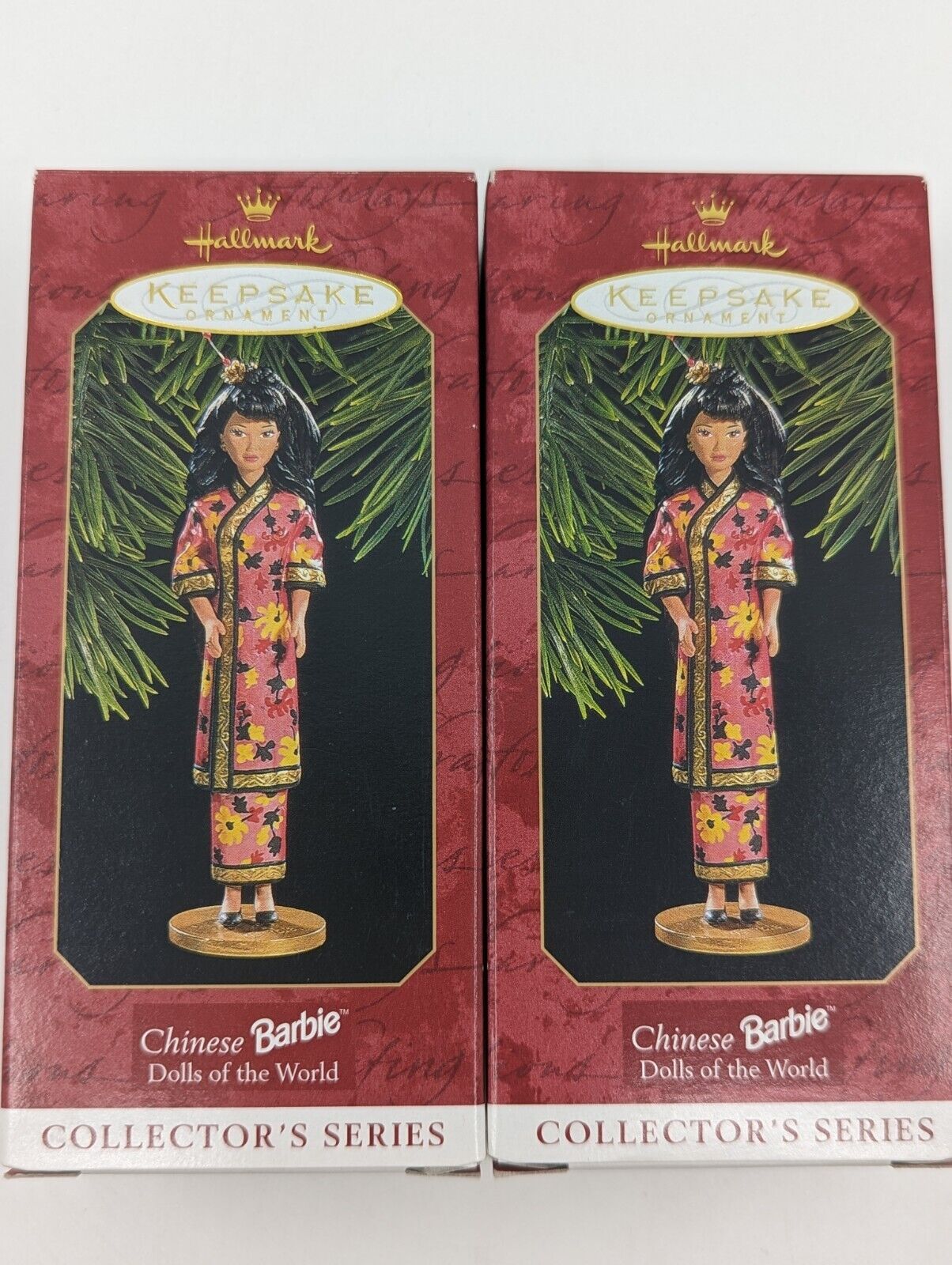 2 Hallmark Keepsake Christmas Ornament Chinese Barbie 1997 #2 Dolls Of The World
