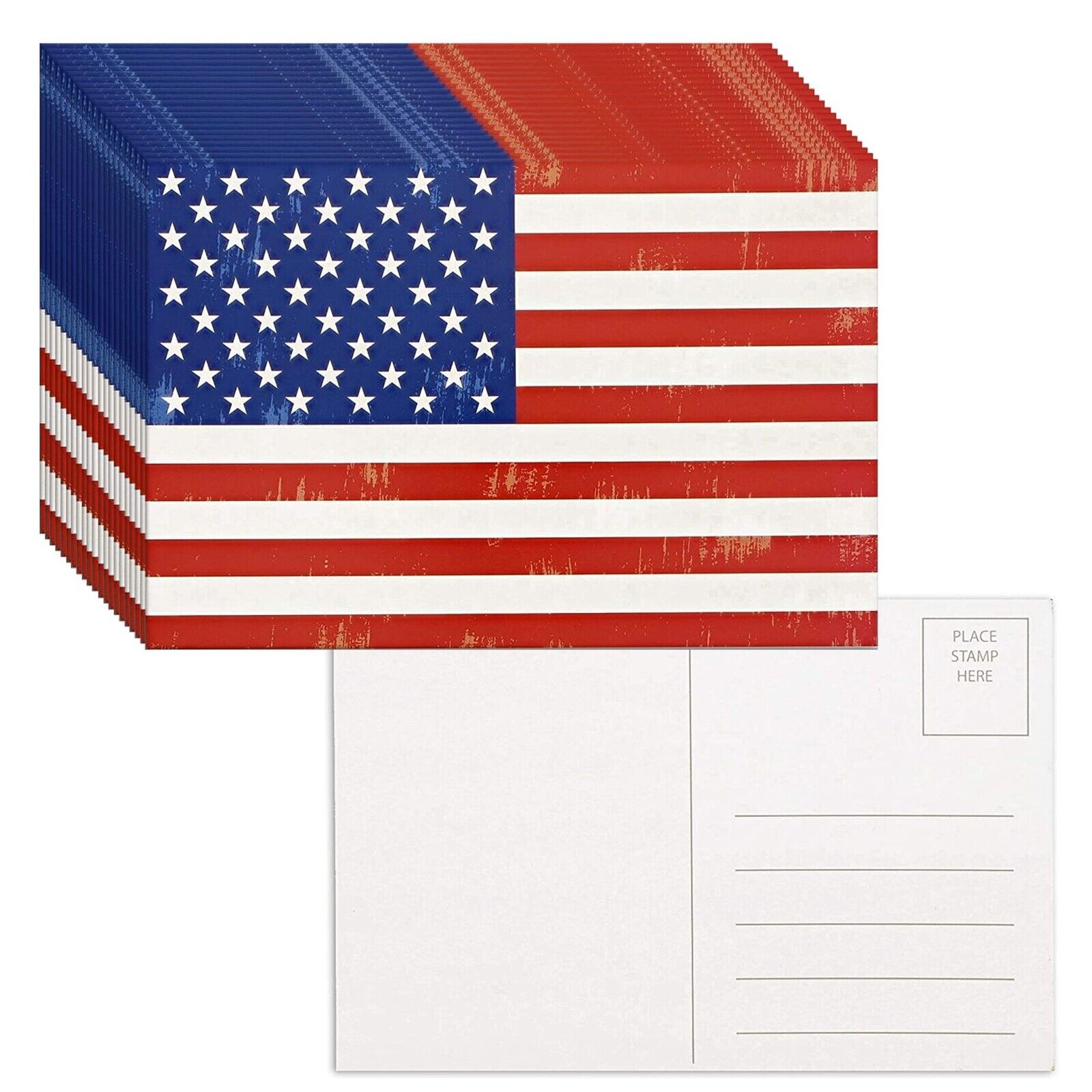40 Pack USA American Flag Patriotic Postcards Bulk Set for All Occasion 4x6\