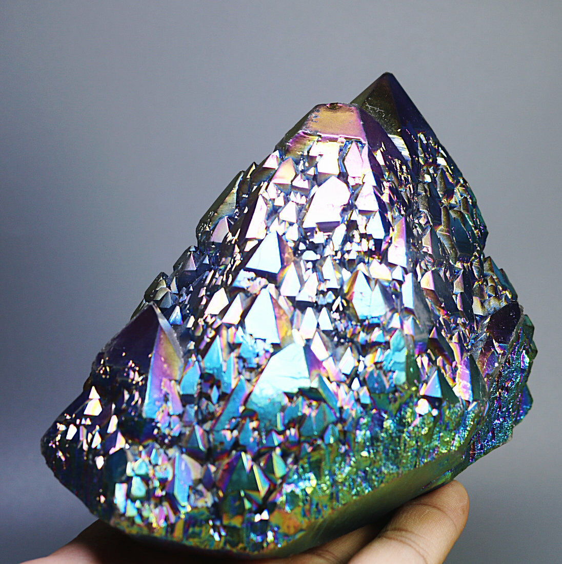 2.7lb Colorful Aura Quartz Crystal Titanium Bismuth Silicon Cluster Rainbow