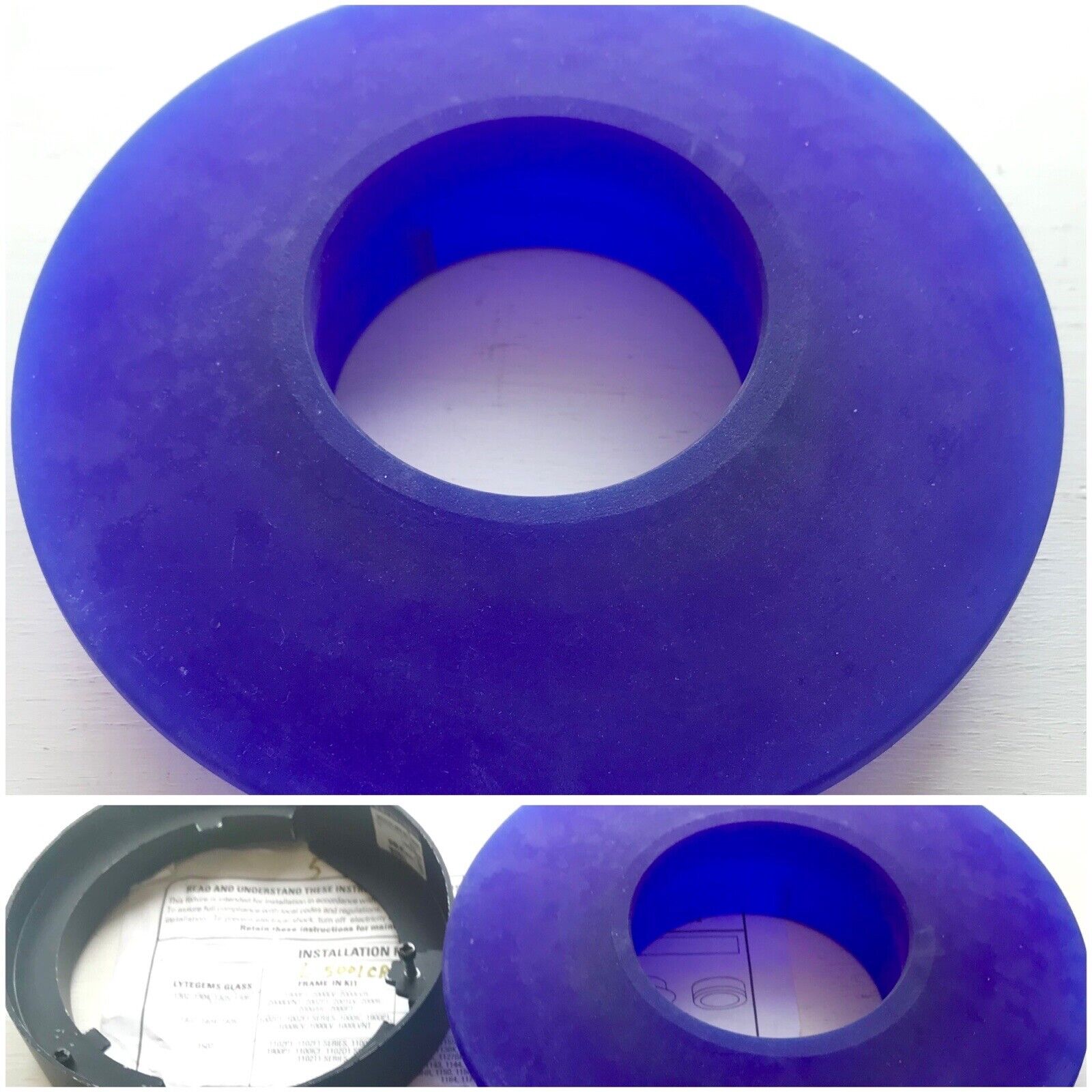 Vtg. Recessed Ceiling Light Cobalt Blue Glass LIGHTOLIER 1305 Rare Set of 2 New