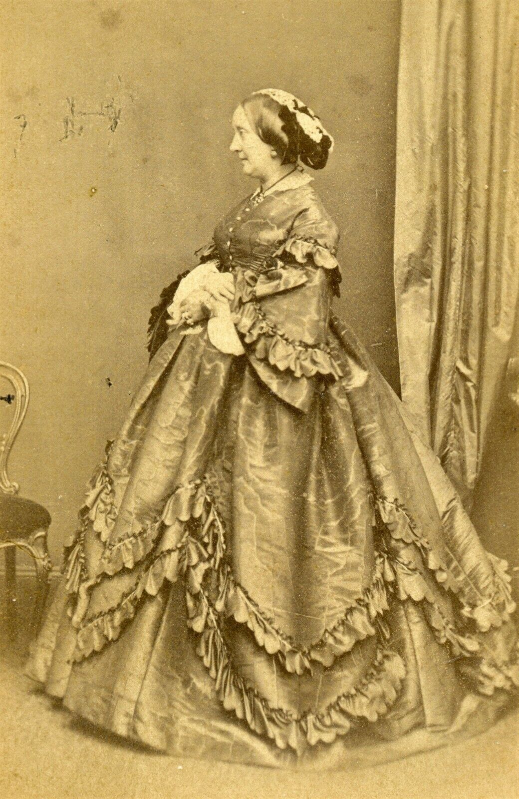 Countess Stanhope, Victorian Era Dress, Vintage Royalty CDV Photo F. Joubert, UK