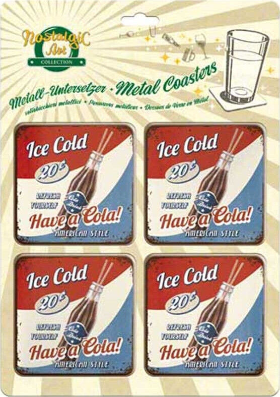 Nostalgic Art Retro Ice Cold Have a Cola Metal Coasters Set Of 4