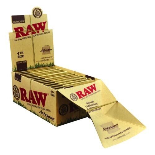 😎15 RAW ORGANIC HEMP ROLLING PAPERS ✨FULL BOX NATURAL PAPER 1 1/4 SIZE✨