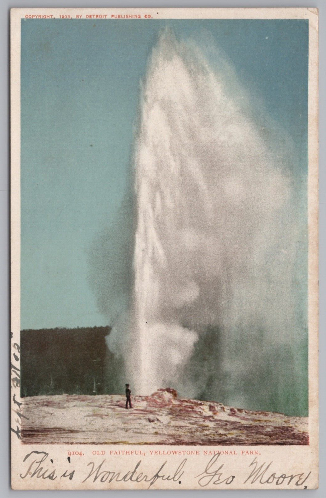 Postcard - Old Faithful Geyser Yellowstone National Park 1905 Early Wyoming WY