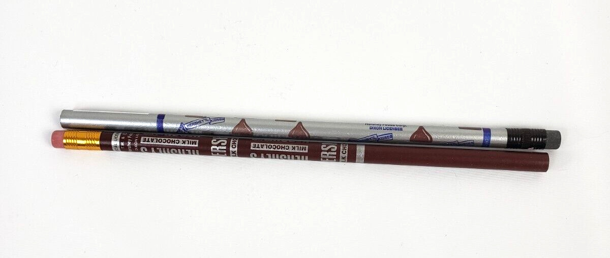 2 Vintage Hershey’s Pencils Advertising Chocolate Candy Bar 1986 unused