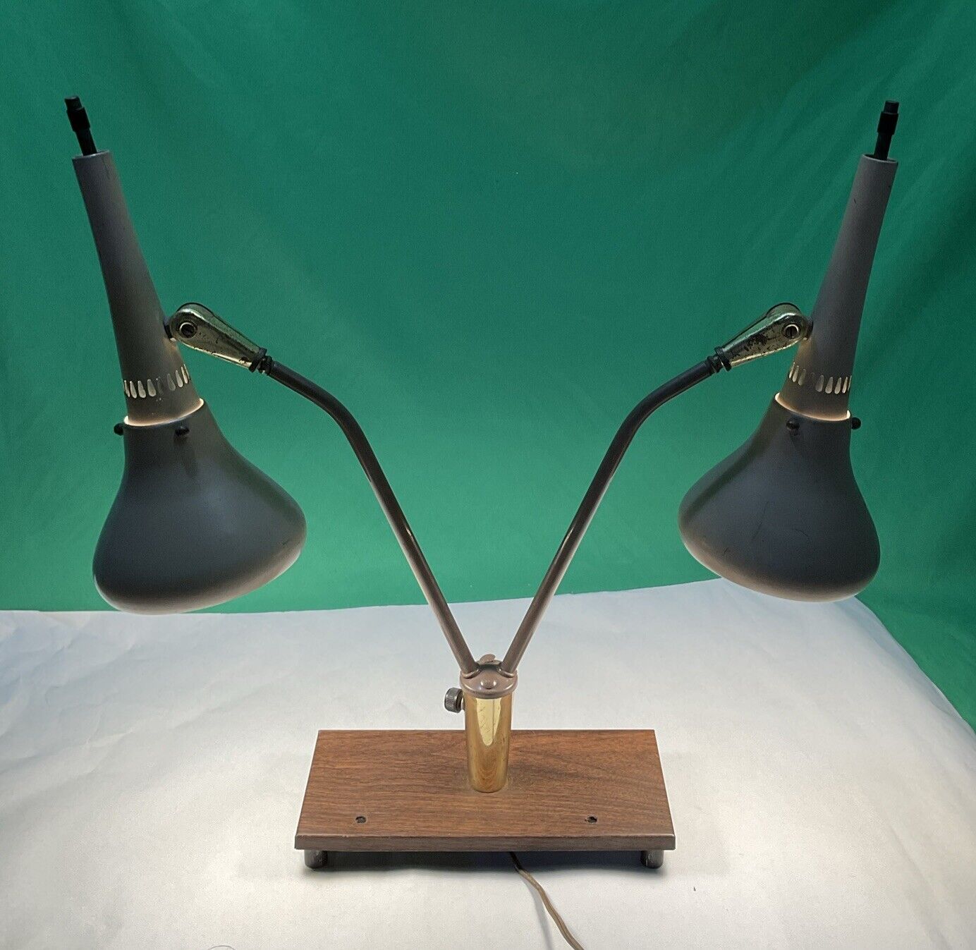 Vintage Leviton Double Light Desk Lamp 19” H- 27” W