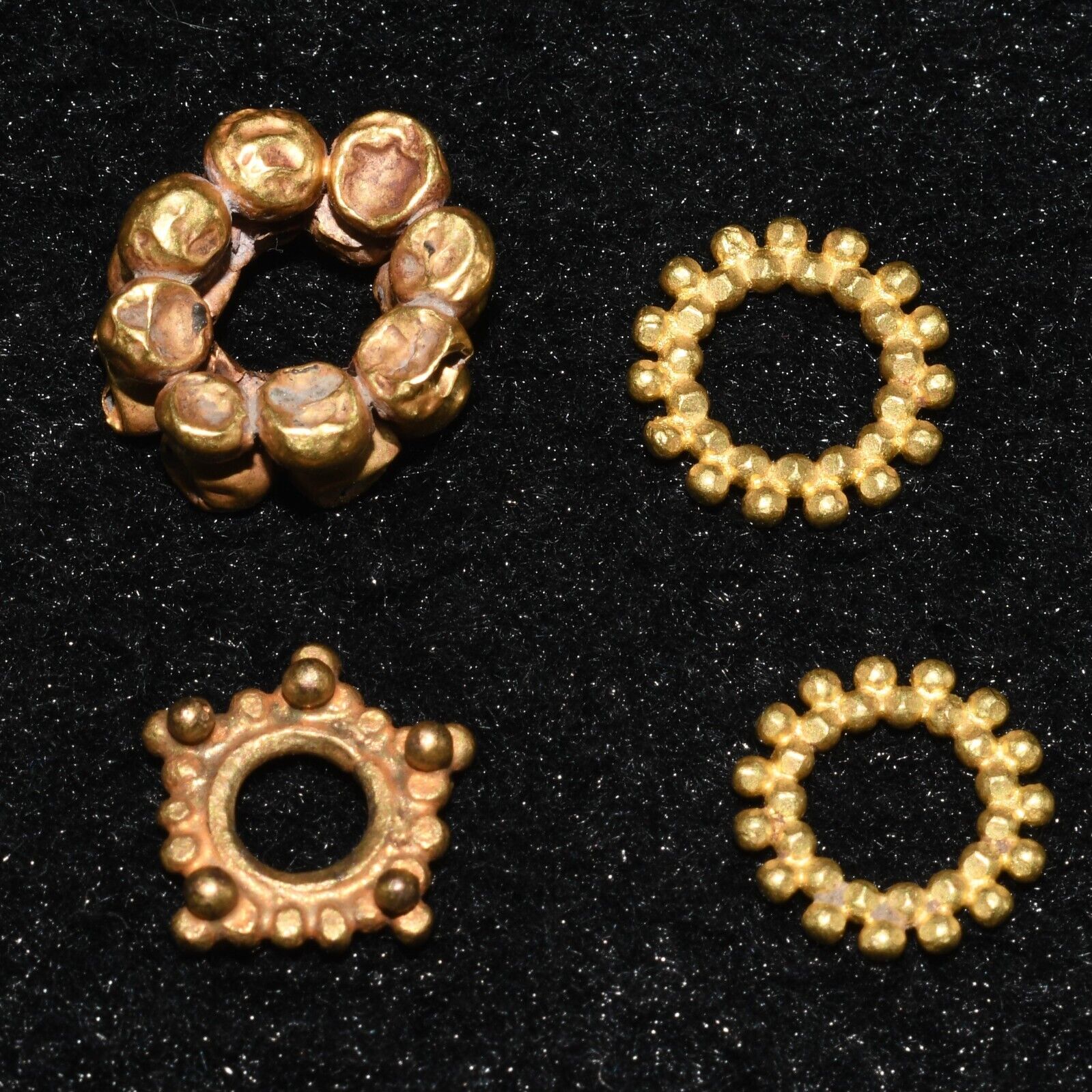 4 Genuine Ancient Roman Solid Gold Beads with Flower Pattern 1st-2nd Century AD