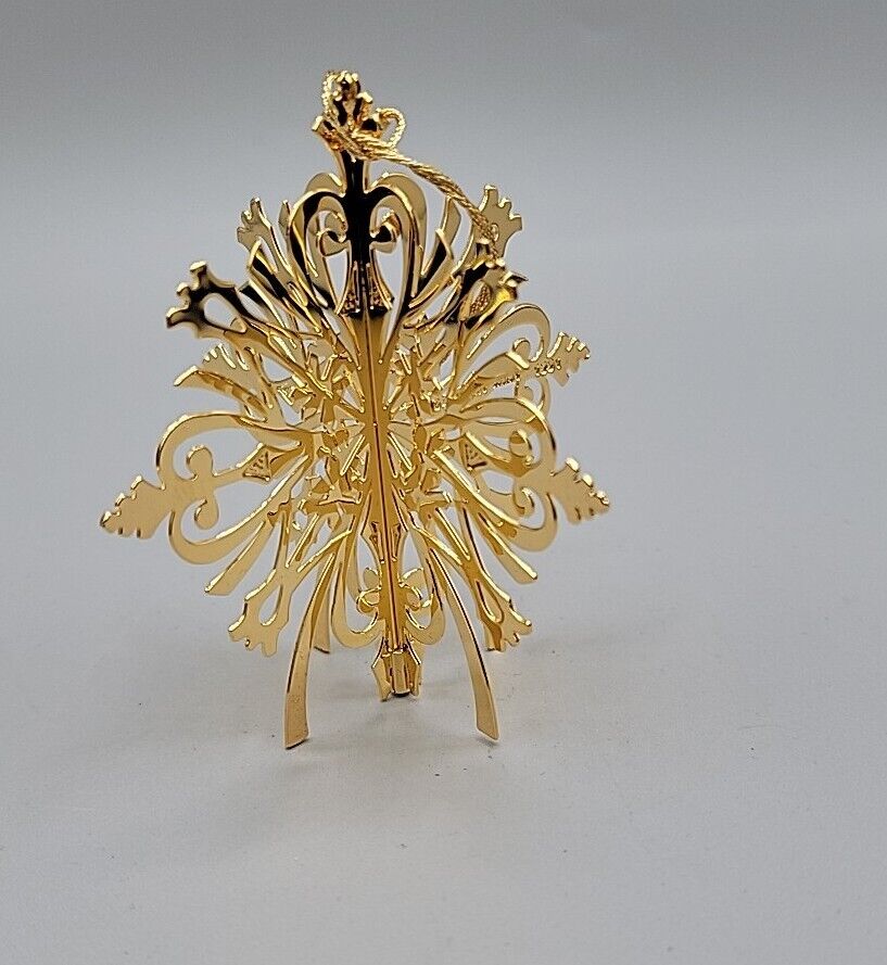 1991 Danbury Mint 3D Snowflake Tree Christmas Ornament Gold Plated 
