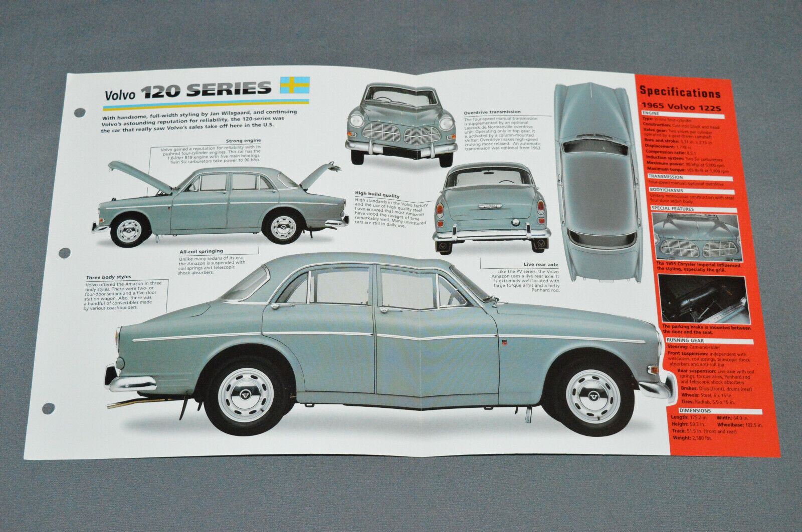 1956-1970 VOLVO 120 SERIES (1965) Car SPEC SHEET BROCHURE PHOTO BOOKLET
