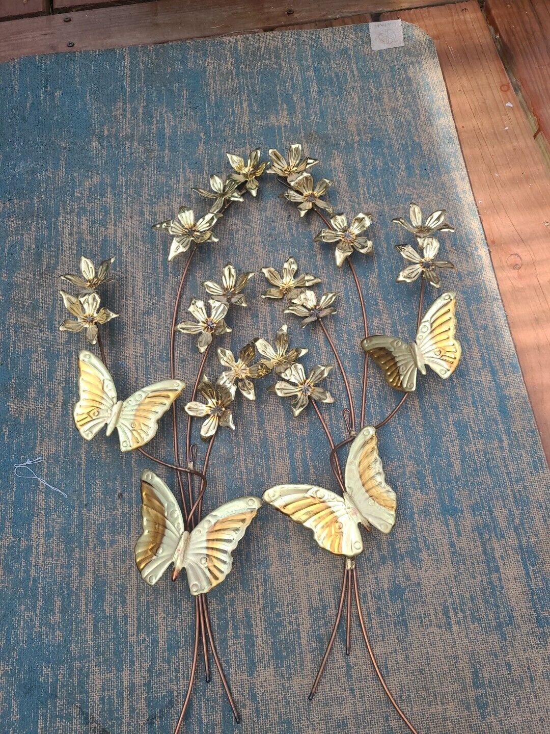 Vintage Metal Butterflies Wall Art Homco Flowers 24\