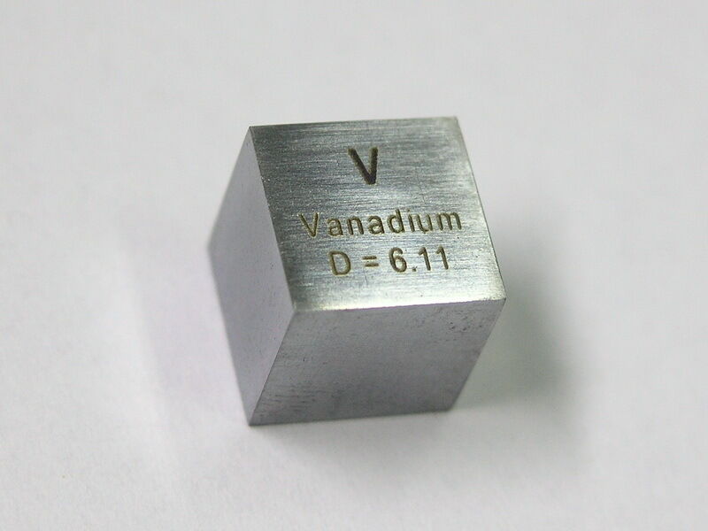 Vanadium density cube ultra precision 10.0x10.0x10.0mm  - 99.9% purity