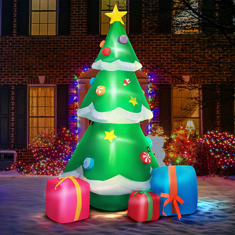 6ft Height Inflatable LED Lighted Christmas Tree Blow up Lawn Yard Decoration