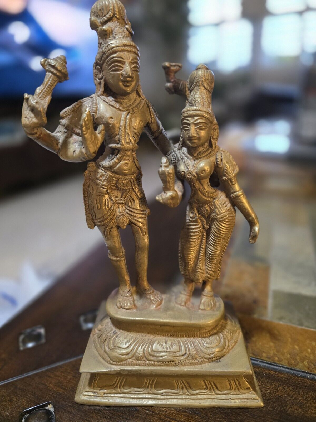 Antique Vintage Brass Hare Krishna Radha God Statue Idol Rare Collectible 