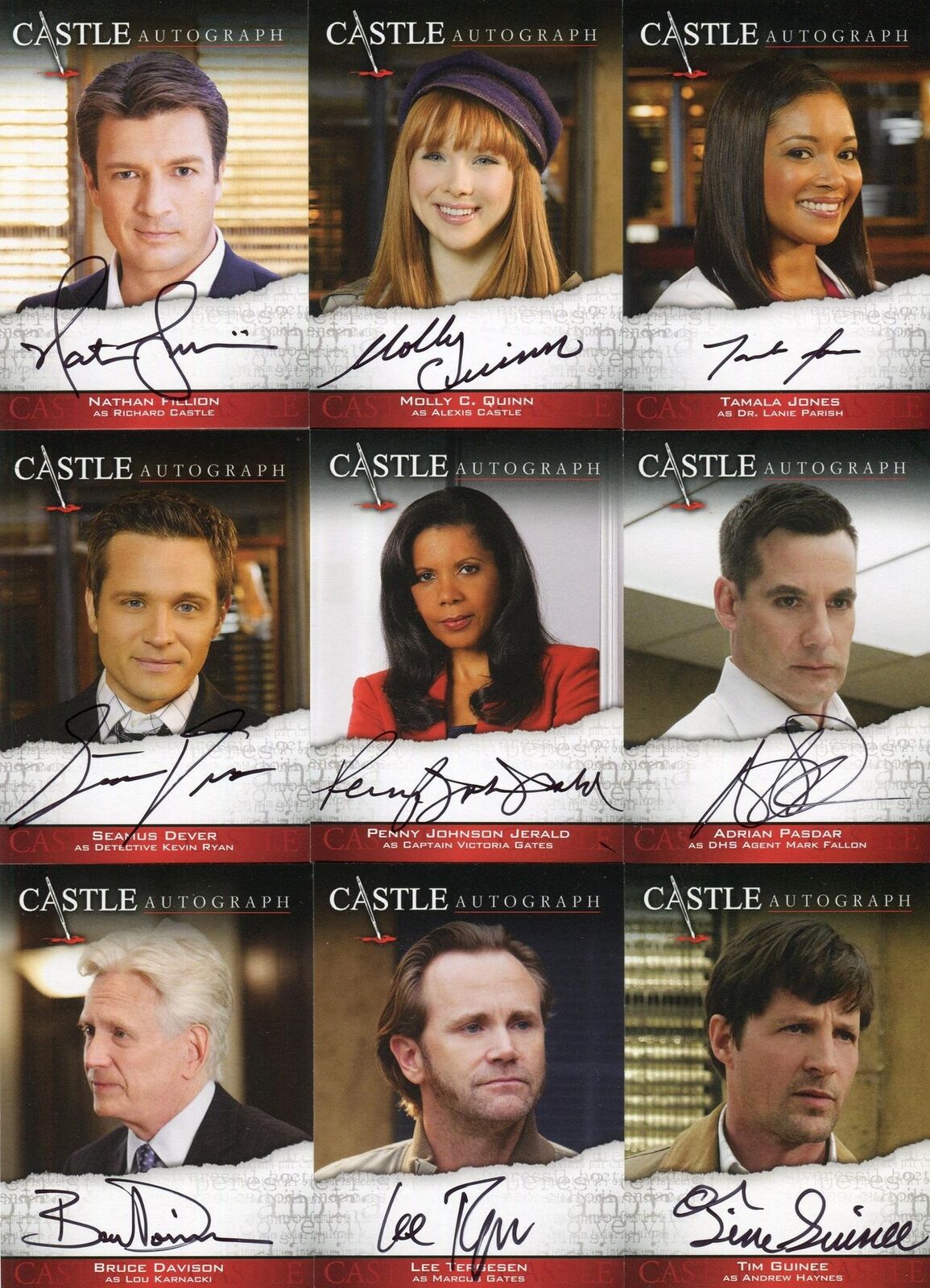 Castle Seasons 3 & 4 Autograph Card Set A01 thru A14 Cryptozoic 2014
