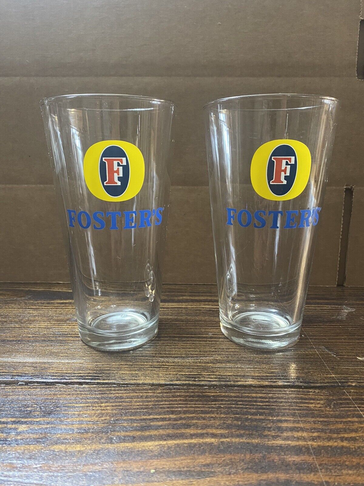 2-Foster's Australian Lager Heavy Beer Glass Thick Pint