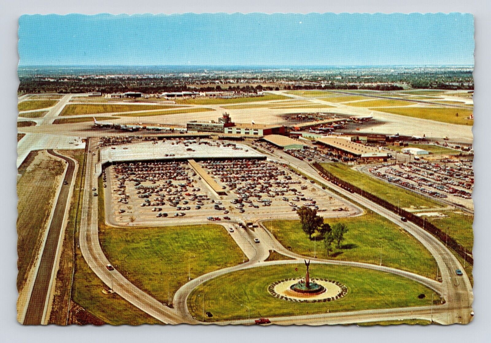Postcard Airport Dallas Love Field Bird\'s Eye View Victory Spirit of Flight 4