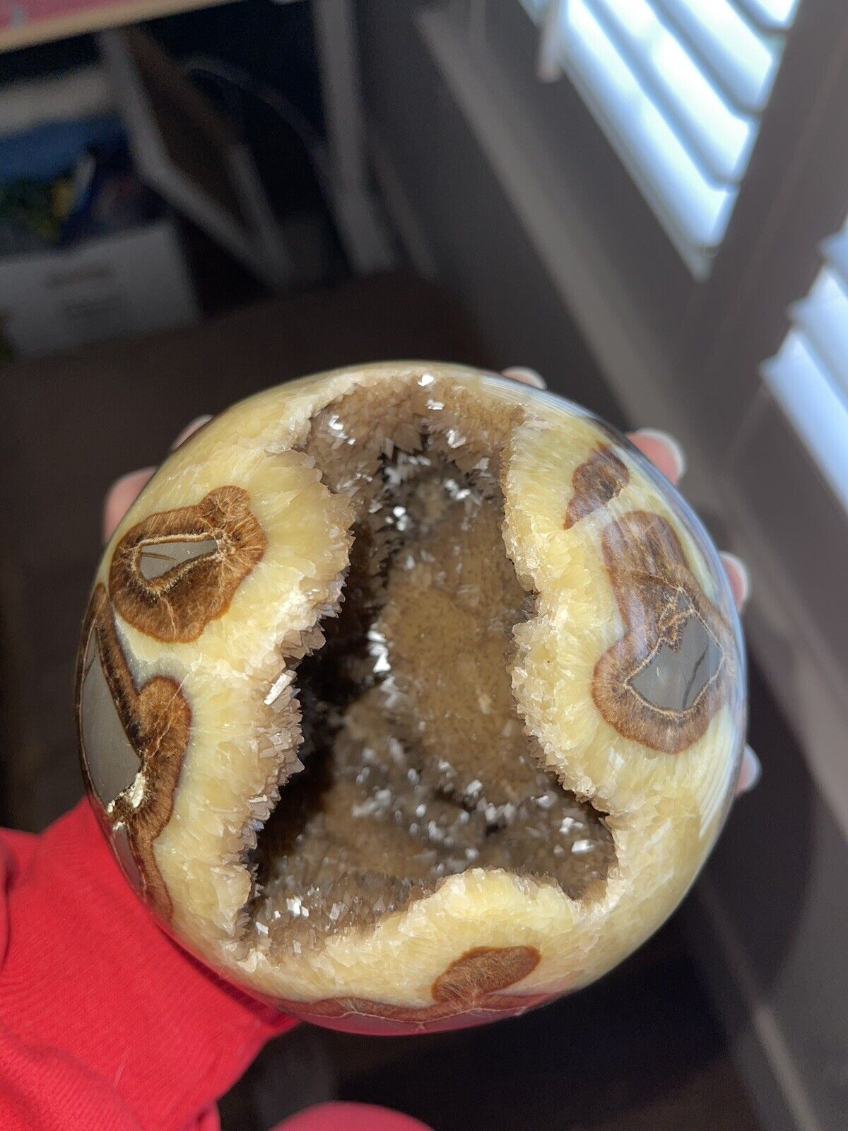 Septarian Crystal sphere with Druzy Madagascar
