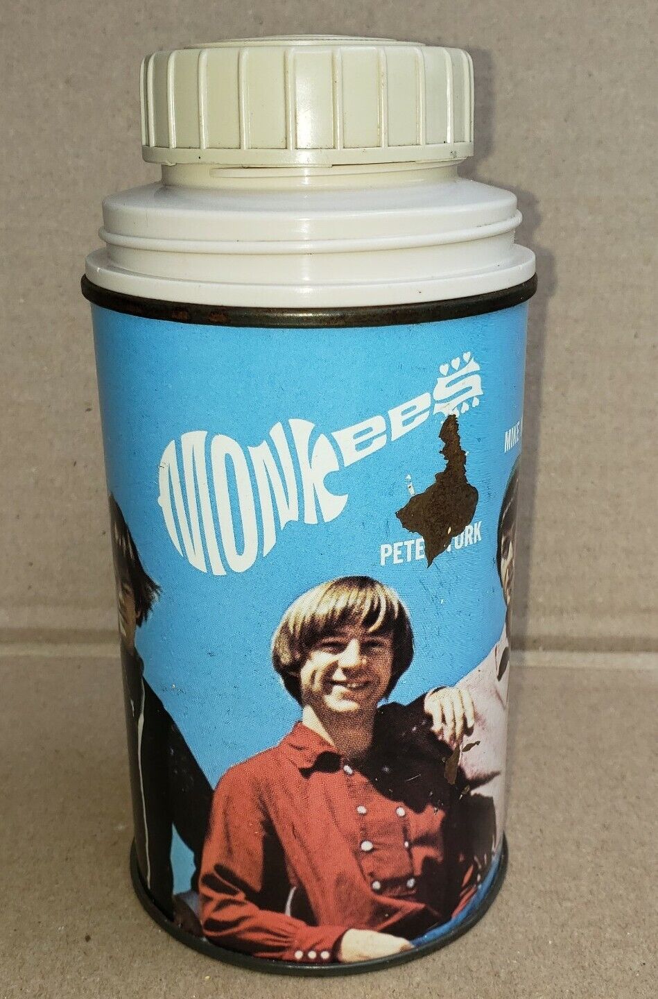 1967 Raybert The MONKEES Thermos white no cap and no lunchbox