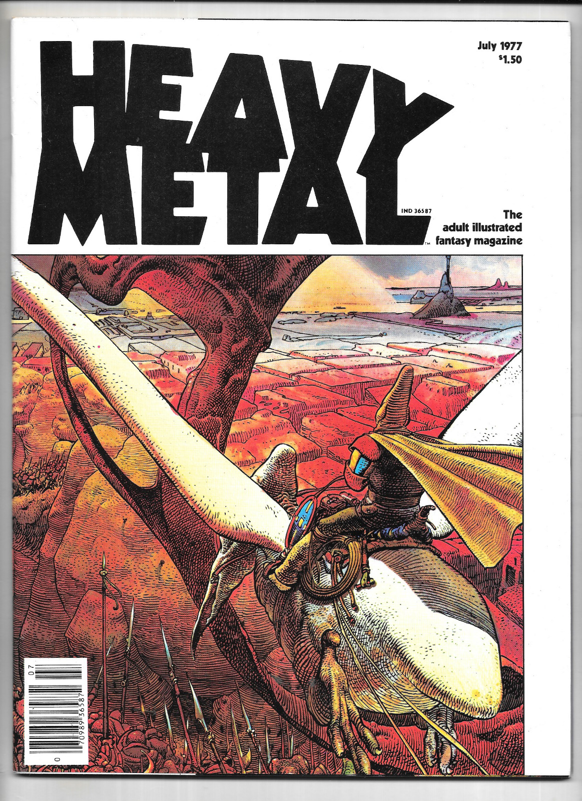 Heavy Metal Magazine #4 July 1977 VTG Newsstand Edition +Card Arzach Moebius VF+