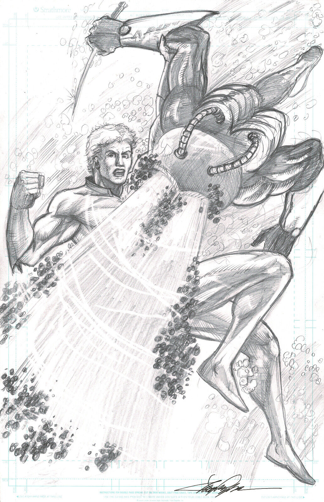 Aquaman vs. Black Manta - Original Comic Art by Jay Taylor