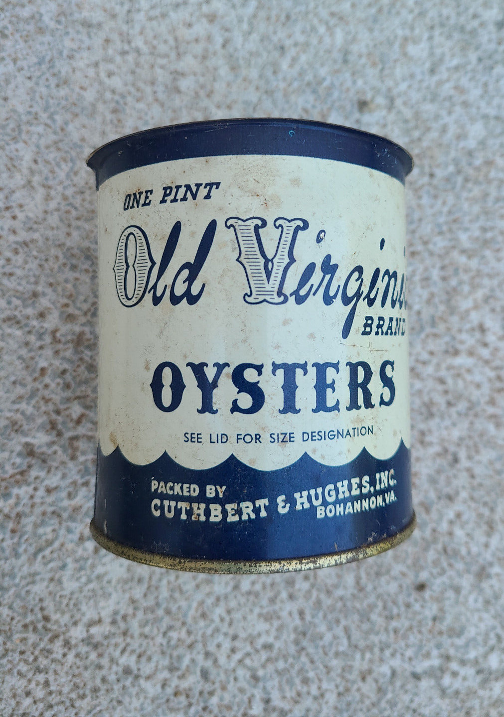 Vintage Old Virginia Brand Oysters Tin Can One Pint