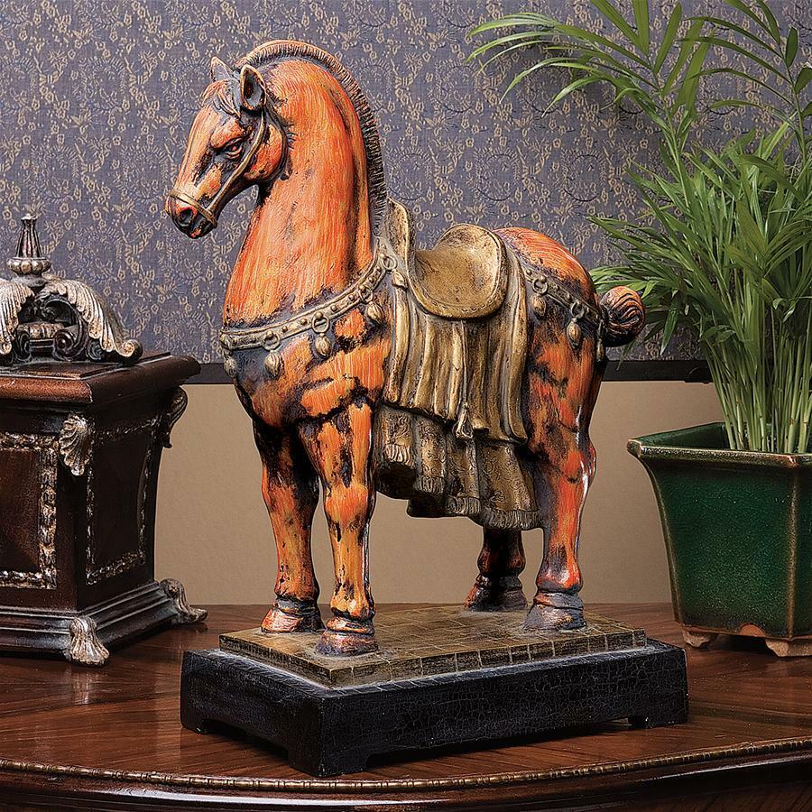Ancient Chinese Emperor Horse Golden Age Asian Gallery Base Equestrian Statue