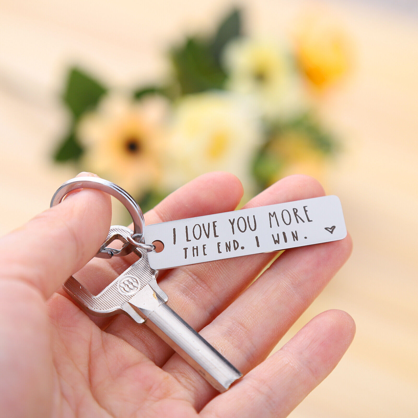 I Love You More Most The End I Win Couples Novelty Keyring Steel Keychain Gift