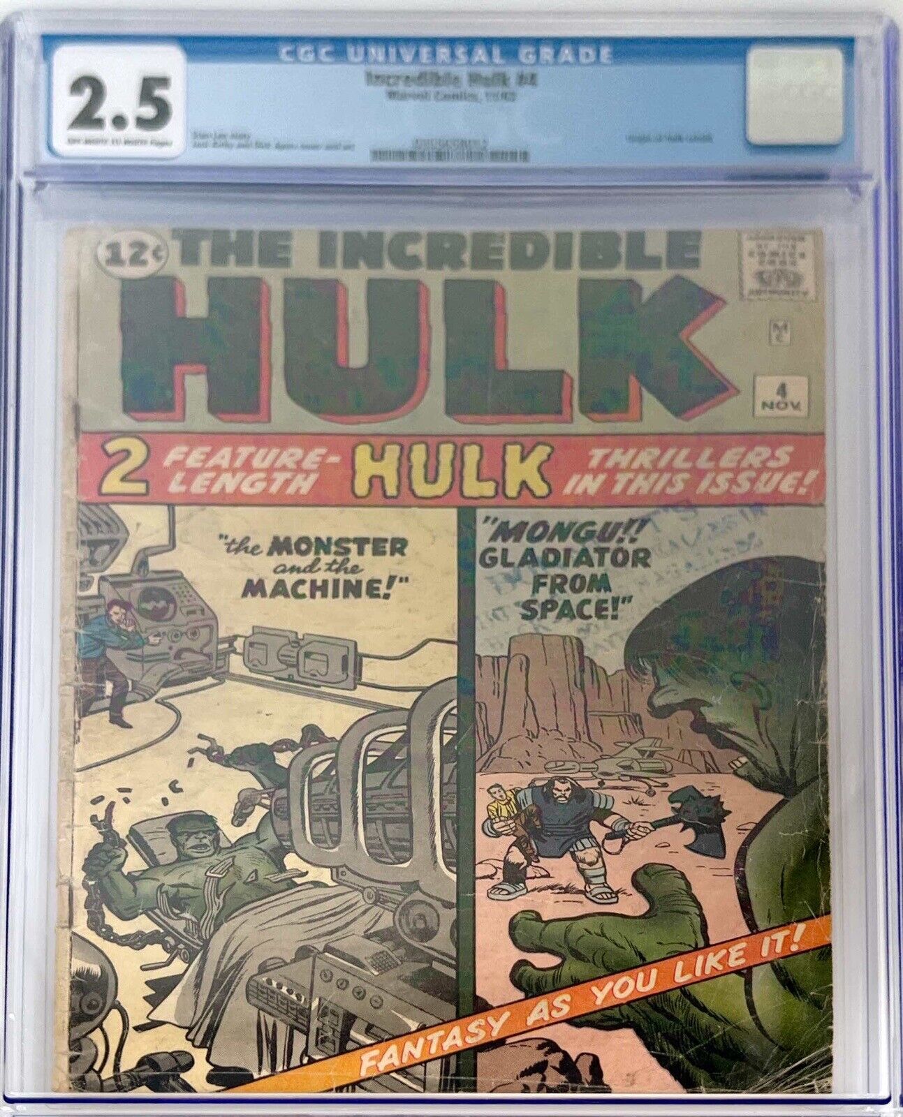 Incredible Hulk #4 Origin Retold Silver Age Superhero Marvel Comic 1962 CGC 2.5