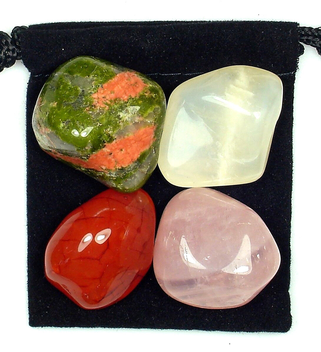 FERTILITY HELP Tumbled Crystal Healing Set = 4 Stones + Pouch + Description Card