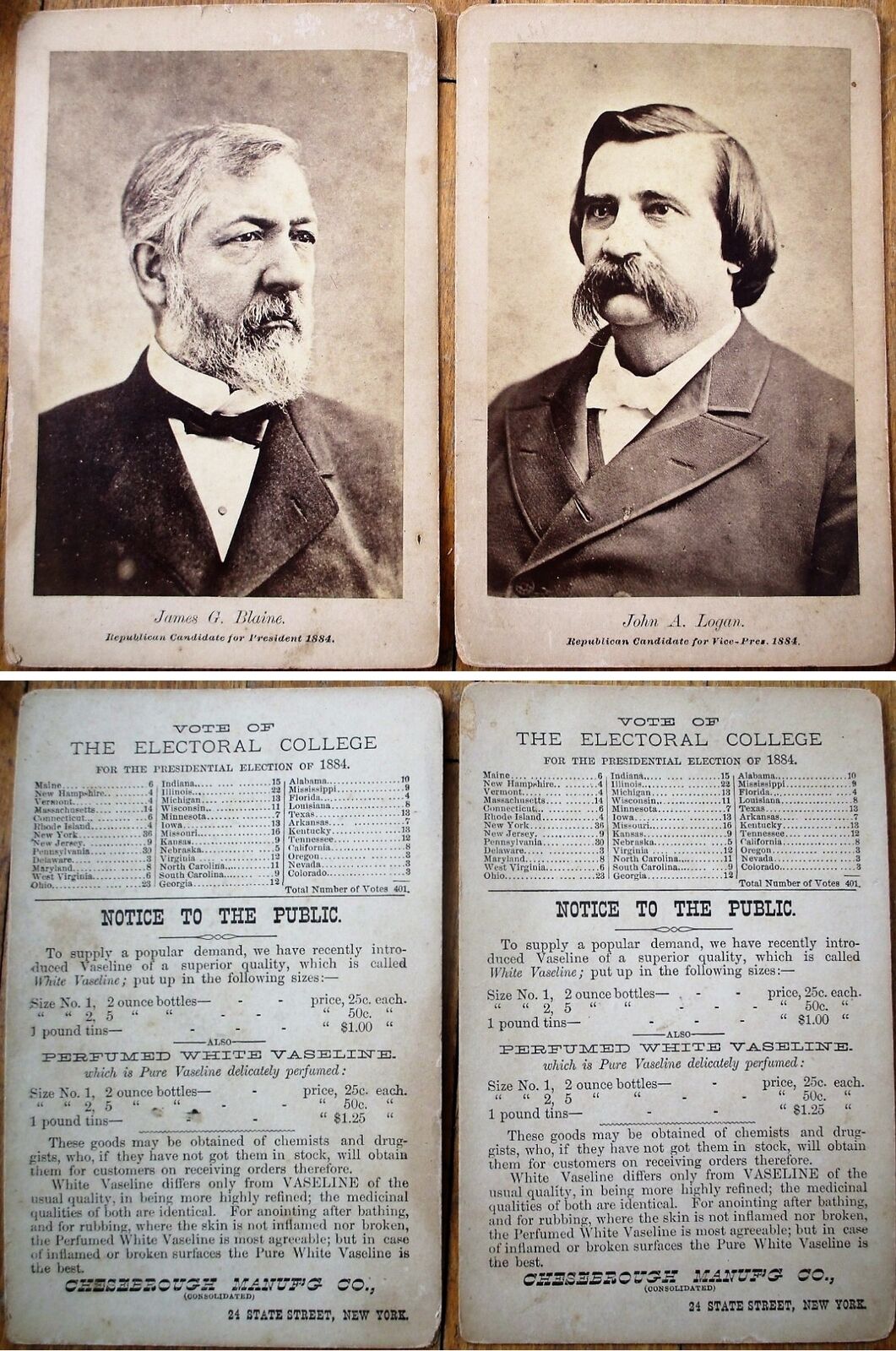 John A. Logan & James G. Blaine Republican 1884 Presidential Candidate Photos