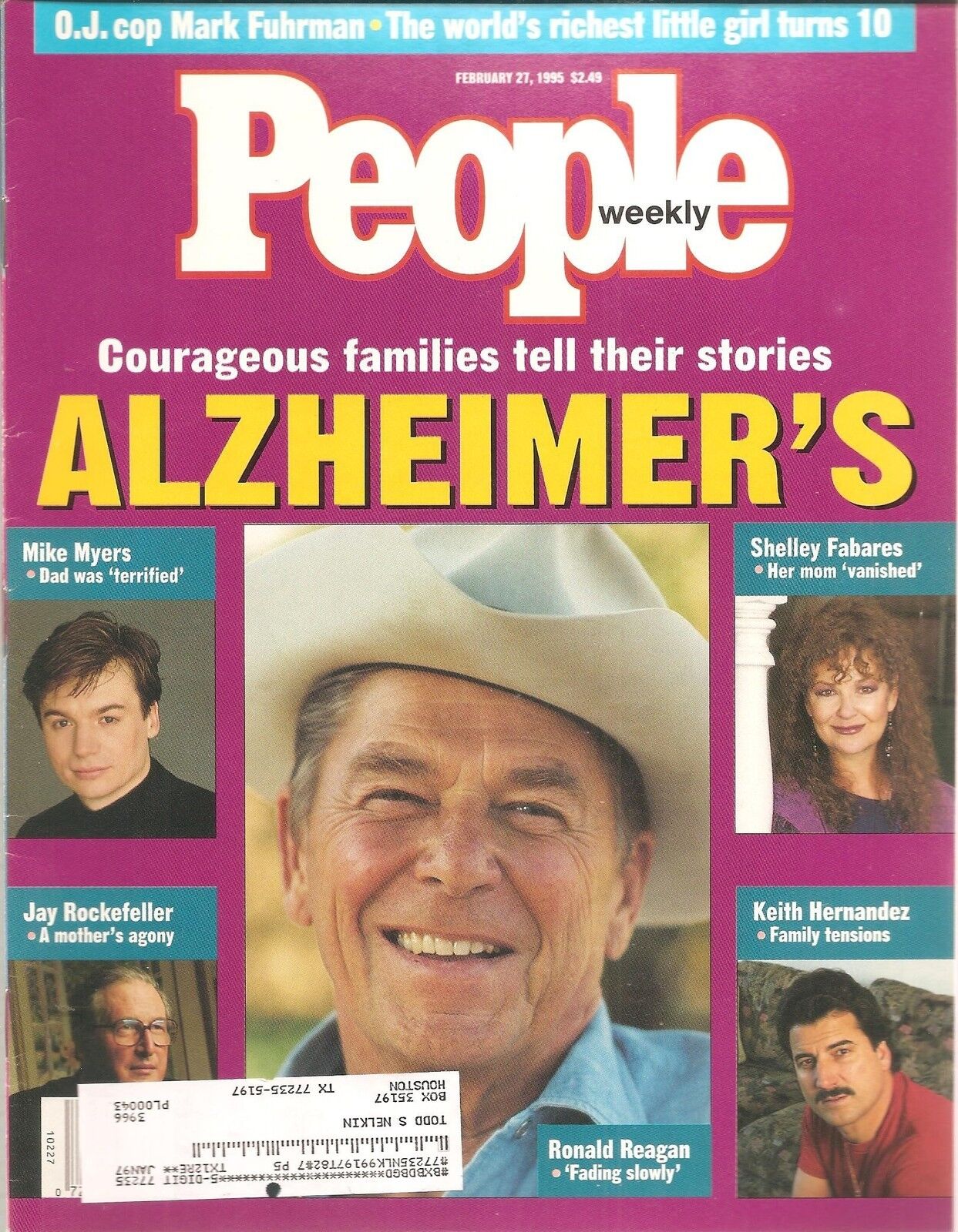 People Weekly February 27, 1995 ~ Alzheimer\'s ~ Ronald Reagan Cover