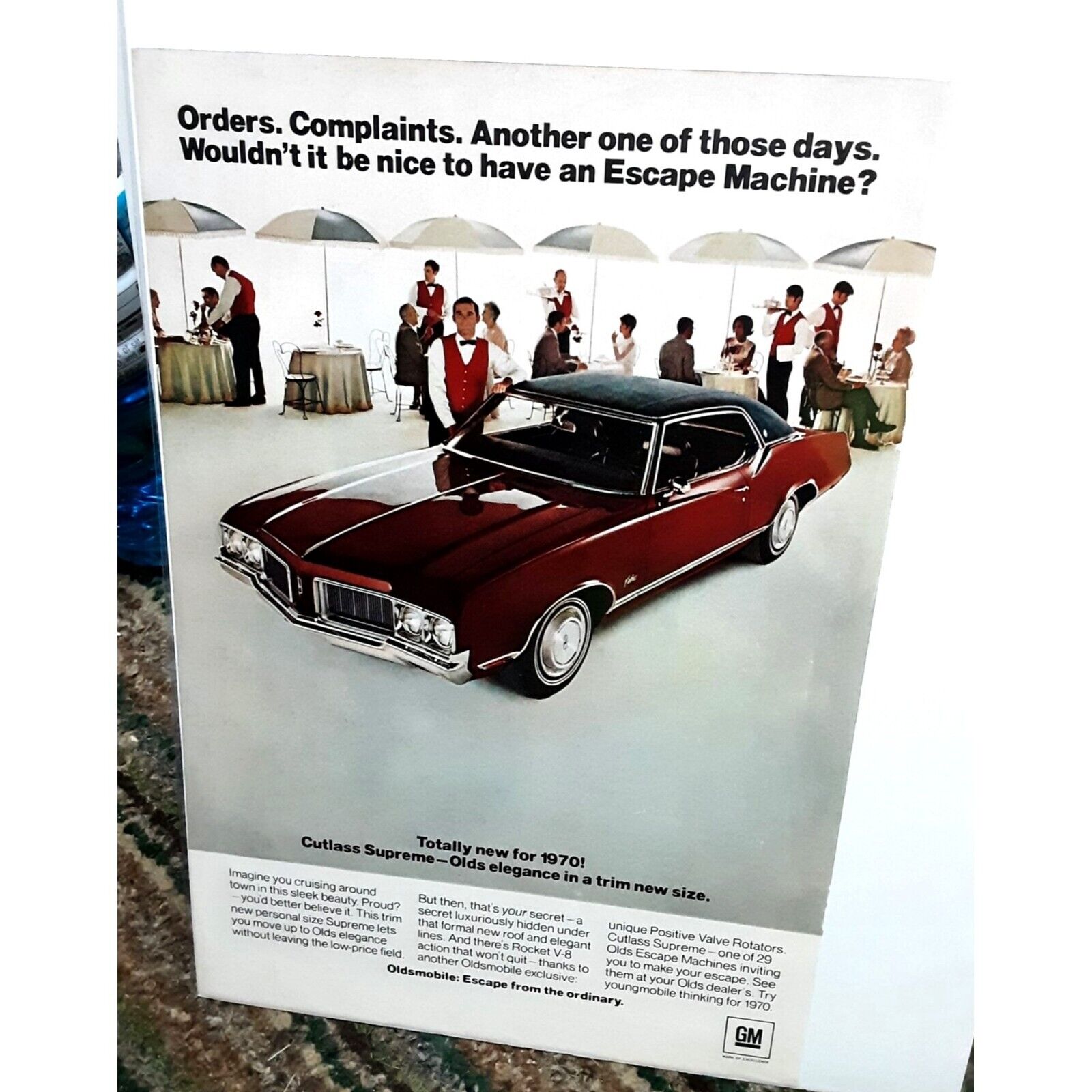 1970 Oldsmobile Cutlass Supreme Print Ad vintage 70s