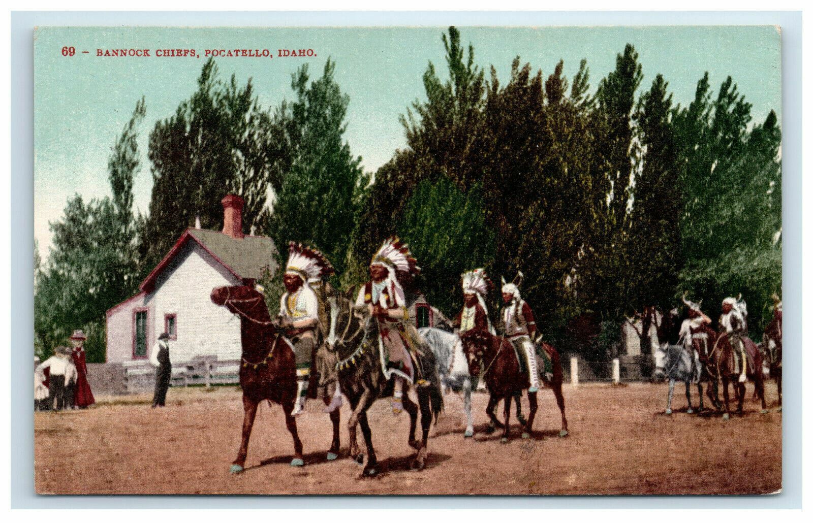 Bannock Chiefs Pocatello Idaho Postcard Native American Indians Horses