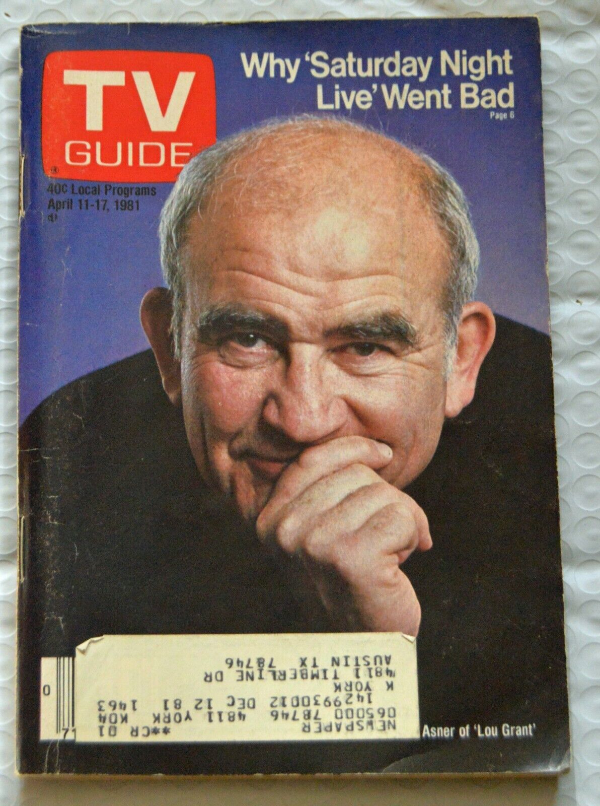 ED ASNER of \'LOU GRANT\' - 1981 SOUTH TEXAS TV Guide - EXCELLENT