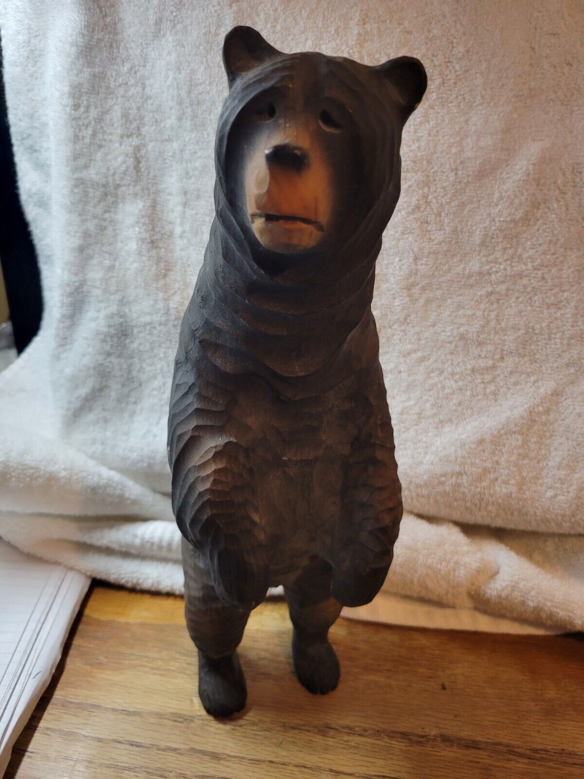 Carved wood bear statue